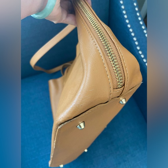 Dorse In Pelle Leather Camel Tote Bag Round Handles & Crossbody Strap Gold - Picture 6 of 17